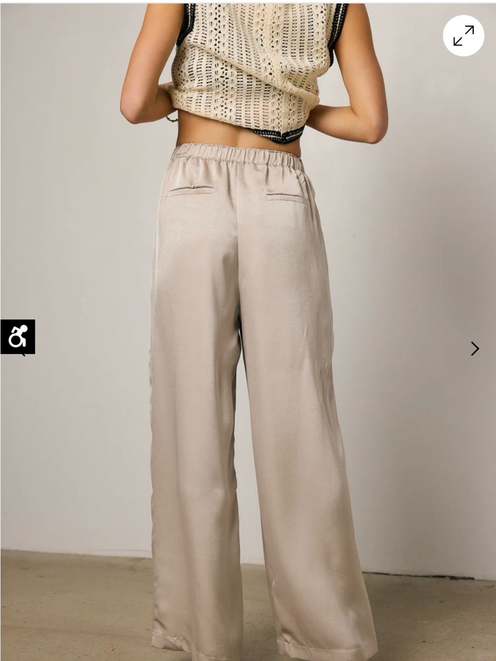 bohme Taupe Satin Wide-Leg Pants - Picture 3 of 7
